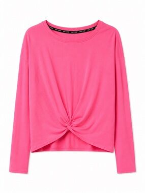 DKNY Sport Hot Pink Long Sleeve Twist-Front Athletic Top
